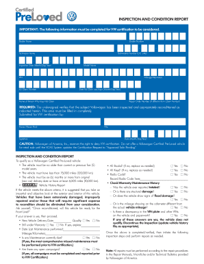 Volkswagen Certified Pre-Loved Inspection Report