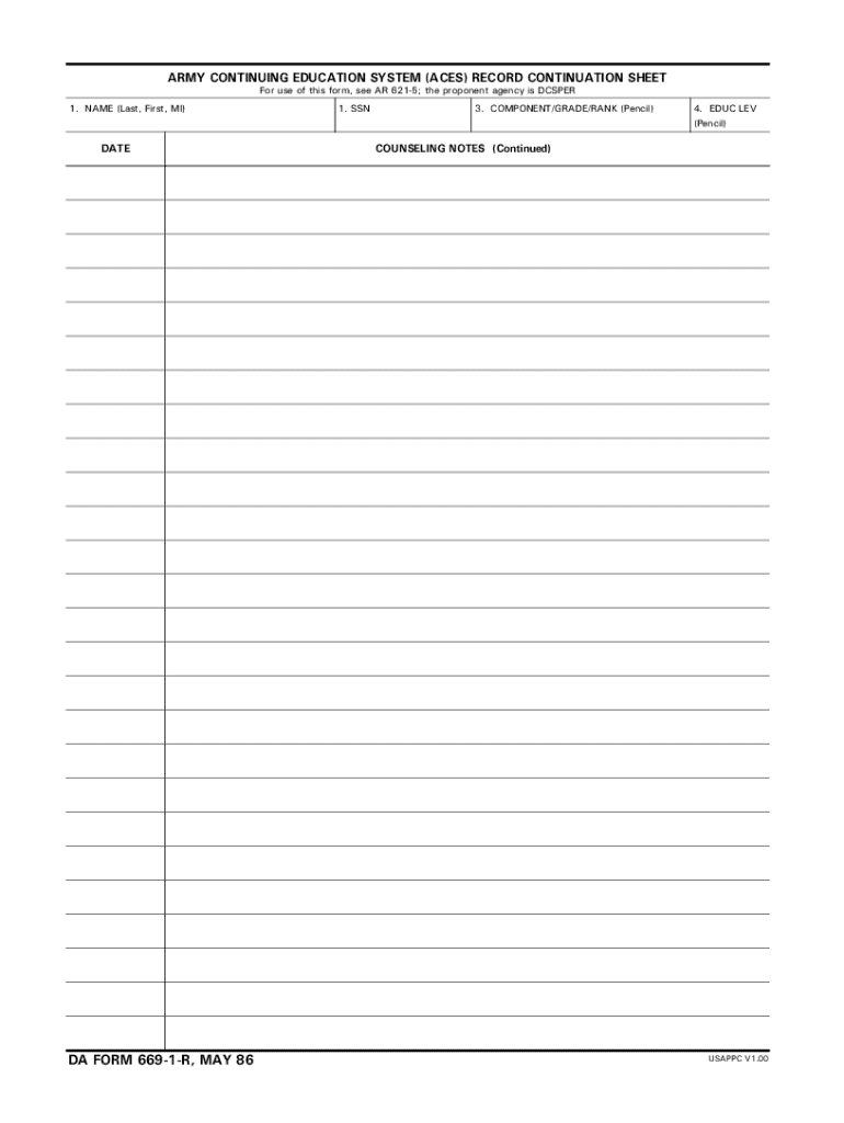 Da Form 669 - Fill Online, Printable, Fillable, Blank | pdfFiller Da Form 669 - Fill Online, Printable, Fillable, Blank | pdfFiller
