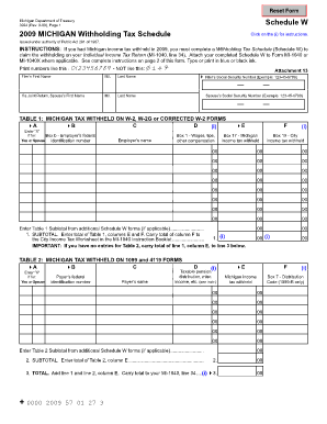 Michigan Withholding Tax Schedule W
