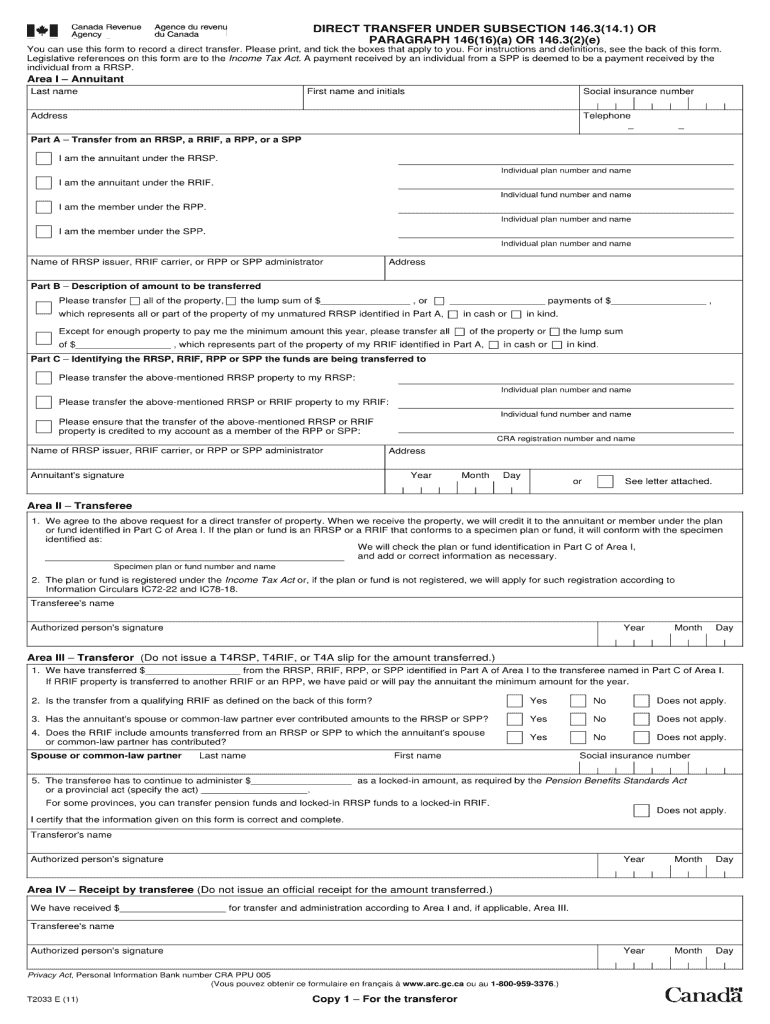 Cra Form T2033 E Fill Out Sign Online DocHub