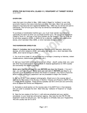 Steps for buying NFA (Class III) Weaponry