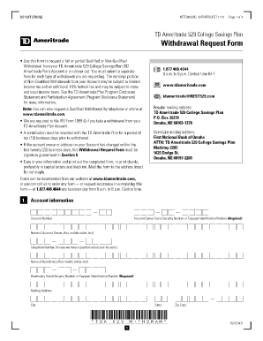 TD Ameritrade 529 College Savings Plan Withdrawal Request Form