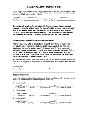 Employee Direct Deposit Form - Custom Payroll Services