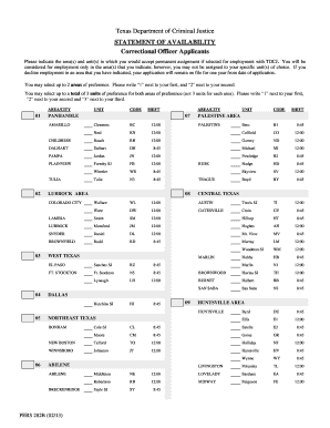 Texas Correctional Officer Availability Statement