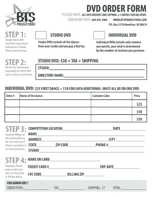 DVD Order Form