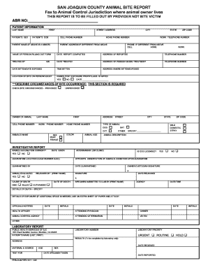 San Joaquin County Animal Bite Report