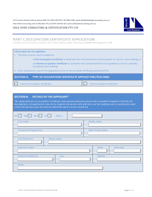 Occupation Certificate Application