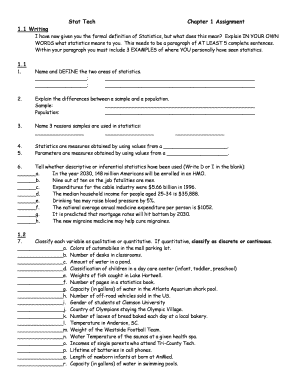 Statistics Chapter 1 Assignment