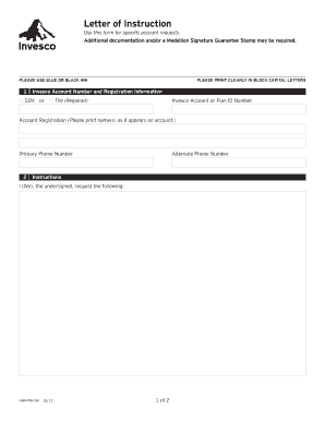 Letter of Instruction for Invesco Account Requests