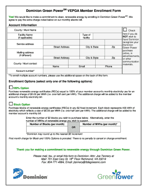 Dominion Green Power VEPGA Member Enrollment Form