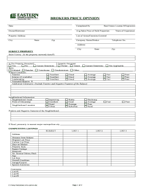 Broker Price Opinion Form