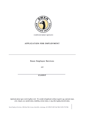 Swan Employer Services Application for Employment