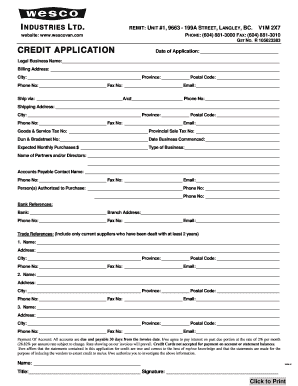 Credit Application Form