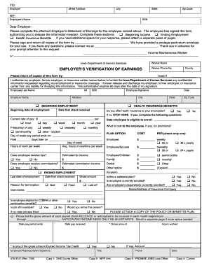 Iowa Employer's Verification of Earnings