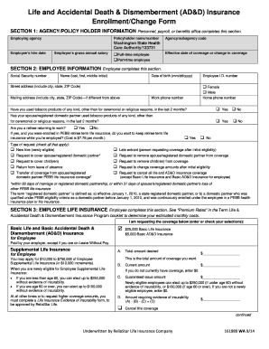 Washington State Life and AD&D Insurance Enrollment Form