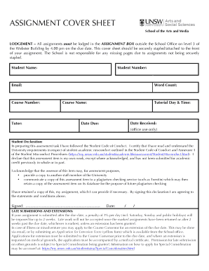 Assignment Cover Sheet