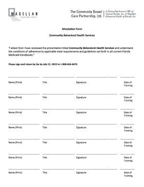 Community Behavioral Health Services Attestation Form