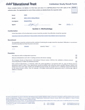 Blood Pressure Monitor Validation Study Form