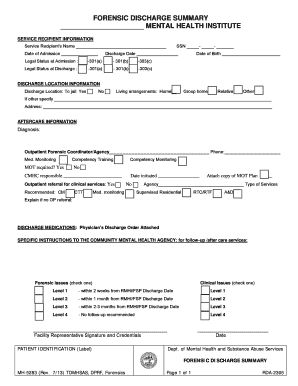 Forensic Discharge Summary Form