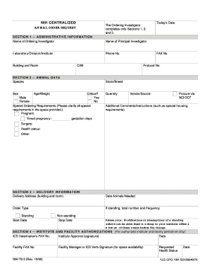 NIH Animal Order Request Form