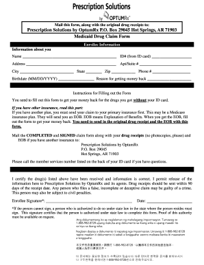 Medicaid Drug Claim Form