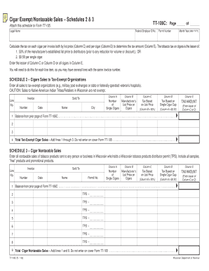 Wisconsin Cigar Tax Exempt Sales Schedule