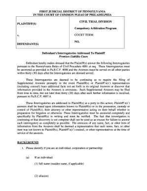 Defendant's Interrogatories for Premises Liability Cases