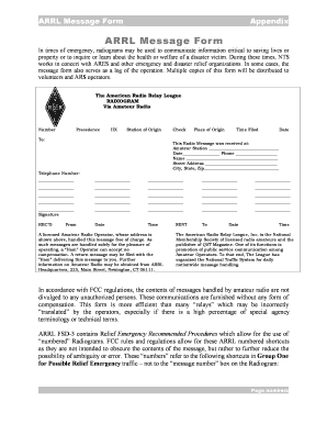 ARRL Emergency Radiogram Form