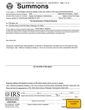 IRS Summons Form 2039