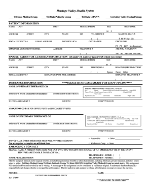 Patient Information and Insurance Form