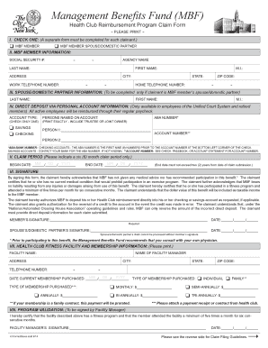 Health Club Reimbursement Claim Form