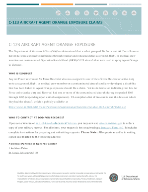 C-123 AIRCRAFT AGENT ORANGE EXPOSURE CLAIMS - benefits va