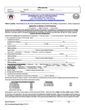 Austin-Travis County Food Enterprise Permit Application