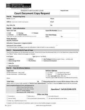 Hennepin County Court Document Copy Request