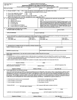 Survivor Benefit Plan Election Certificate