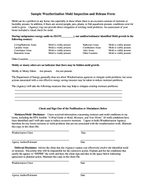 Weatherization Mold Inspection and Release Form