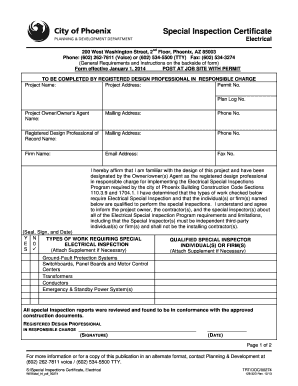 Special Inspection Certificate Electrical