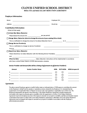 Clovis Unified School District 403(b) Salary Reduction Agreement