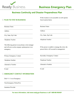 Business Emergency Plan