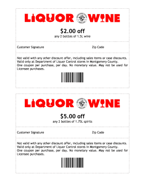Montgomery County Liquor Discount Coupon