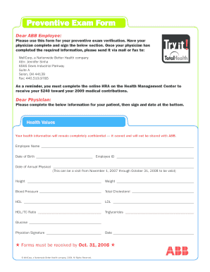Preventive Exam Form