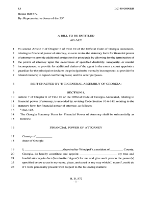 Georgia Financial Power of Attorney Form