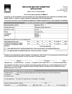 Florida Deployed Military Exemption Form DR-501M