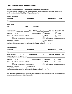 USHS Indication of Interest Form