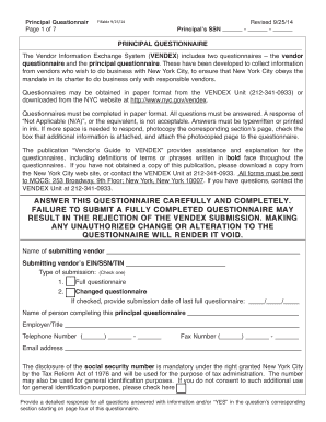 New York City Principal Questionnaire