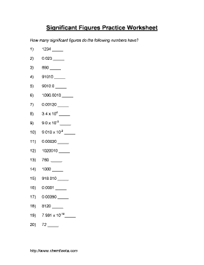 Significant Figures Practice Worksheet