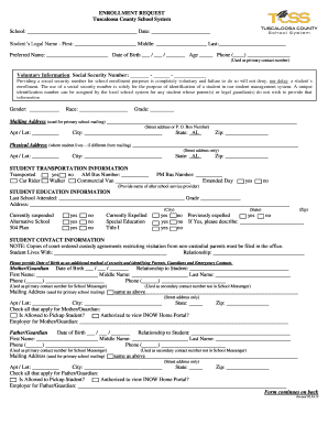 Tuscaloosa County School Enrollment Form