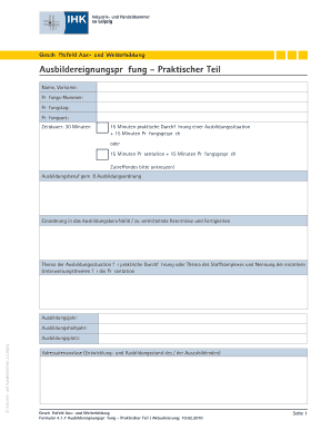 Formular zur Ausbildereignungsprüfung - Praktischer Teil