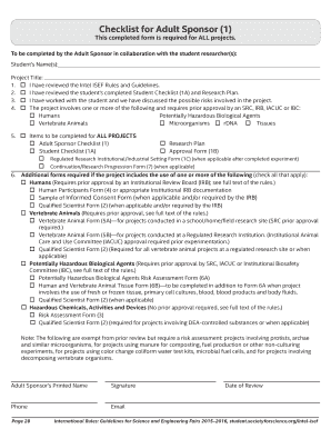 Adult Sponsor Checklist for Student Research Projects