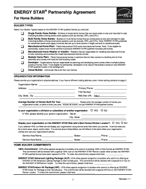 ENERGY STAR Partnership Agreement for Home Builders